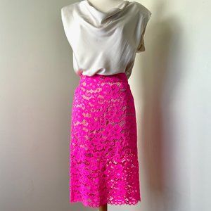 Trina Turk, "Bretta"Hot Pink Lace Skirt, Size 2